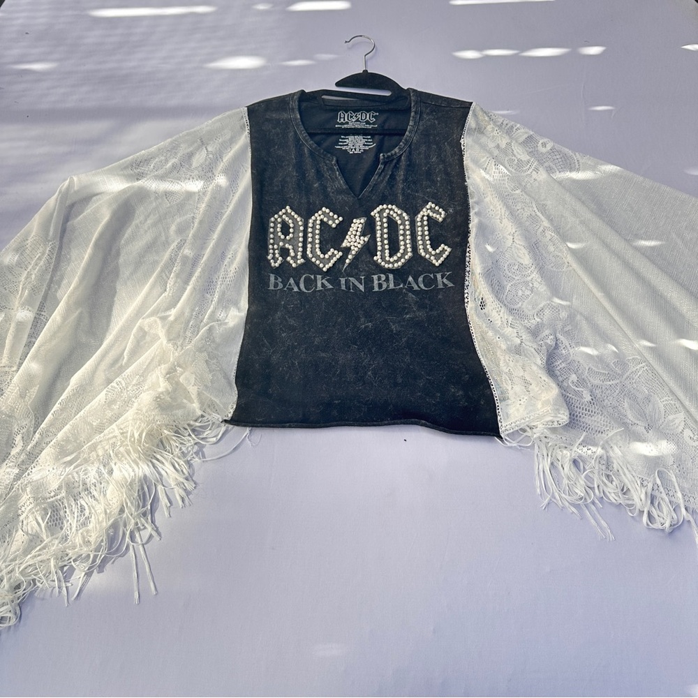 AC/DC Black and White Blouse